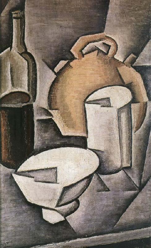 Juan Gris Winebottle and kettle of tile France oil painting art